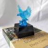 3D Handmade Blue Eagle Figurine Miniature Table Ornaments Glass Animal Crafts Home Decoration Accessories Gifts,Without Base view 4