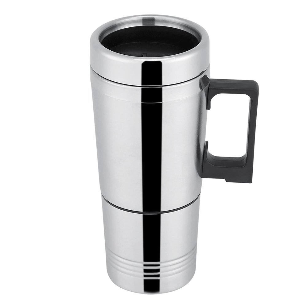 12V/24V Car Heating Cup Car Heated Mug, 300ml Stainless Steel Travel Electric Coffee Cup Insulated Heated Mug