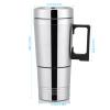12V/24V Car Heating Cup Car Heated Mug, 300ml Stainless Steel Travel Electric Coffee Cup Insulated Heated Mug view 2