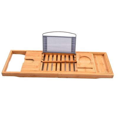 Bathtub Caddy TrayRetractable Bamboo Bath Table TrayPersonalised Gifts for Women, with Wine Glass Holder for Luxury Spa or Reading