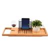 Bathtub Caddy TrayRetractable Bamboo Bath Table TrayPersonalised Gifts for Women, with Wine Glass Holder for Luxury Spa or Reading view 4