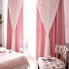 2 Panels Star Blackout Curtains for Kids Girls Bedroom Living Room - Double Layer Cut Out Stripe Pink Window Curtains (52 inch Width 65 inch Length) view 3