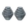 Benjara Rae Set of 2 Glass Vases, Geometric Round, Blue and Clear view 1