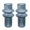 Benjara Rae Set of 2 Glass Vases, Tall Round Cylinders, Blue and Clear view 1