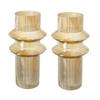 Benjara Rae Set of 2 Glass Vases, Tall Round Cylinders, Yellow and Clear view 1