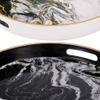 Benjara BM285013 Marbling Round Accent Trays Tabletop Decor - Black White & Gold - Set of 2 view 2