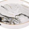 Benjara BM285013 Marbling Round Accent Trays Tabletop Decor - Black White & Gold - Set of 2 view 3