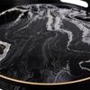 Benjara BM285013 Marbling Round Accent Trays Tabletop Decor - Black White & Gold - Set of 2 view 4