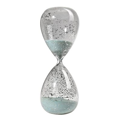 Benjara BM284942 10 in. Doug Decorative 60 Minute Hourglass Accent Decor, Teal Blue Sand