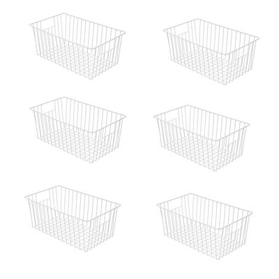 16inch Freezer Wire Storage Organizer Baskets, Household Refrigerator Bins with Built-in Handles