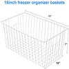 16inch Freezer Wire Storage Organizer Baskets, Household Refrigerator Bins with Built-in Handles view 2