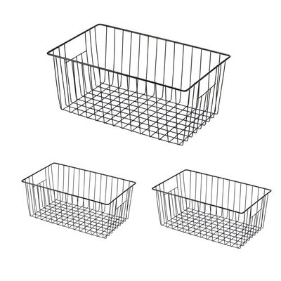 16inch Freezer Wire Storage Organizer Baskets, Household Refrigerator Bins with Built-in Handles for Cabinet, Pantry