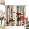 Mushroom Bedroom Curtains,Dream Forest Plants Moon Stars Animals Snails Bedroom Living Room Kitchen Rod Pocket Curtains 72x63in view 3