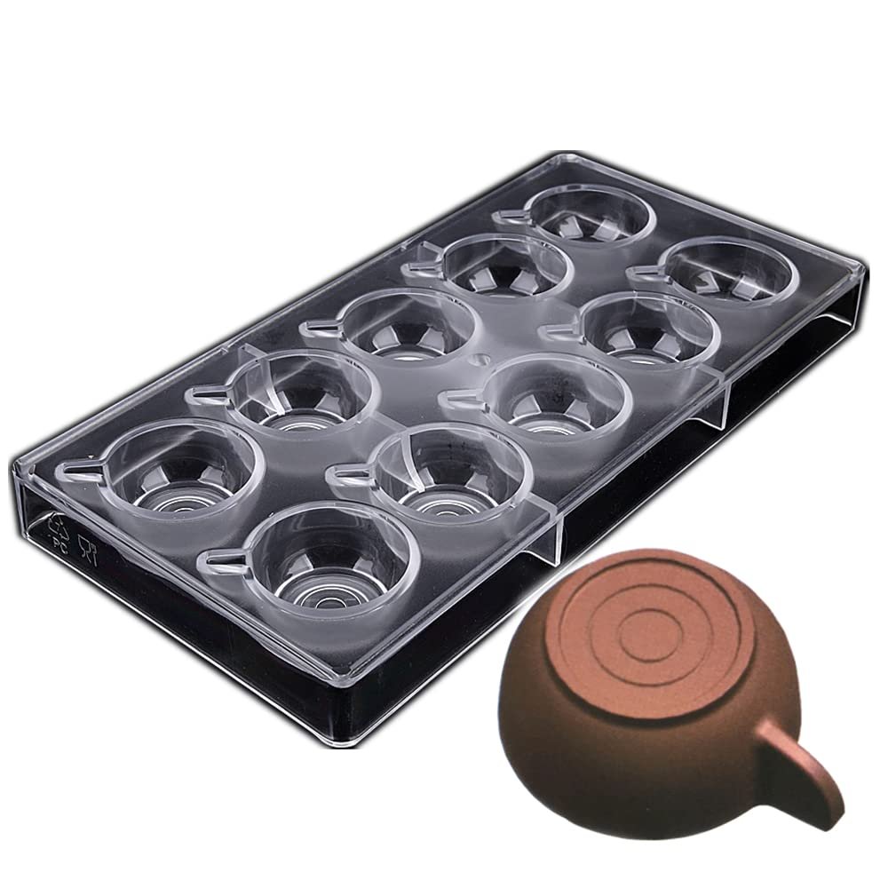 10 Cavities Coffee Cup Shape PC Polycarbonate Chocolate Mold Ice Cube Molds Plastic Candy Making Tools DIY Baking Supplies