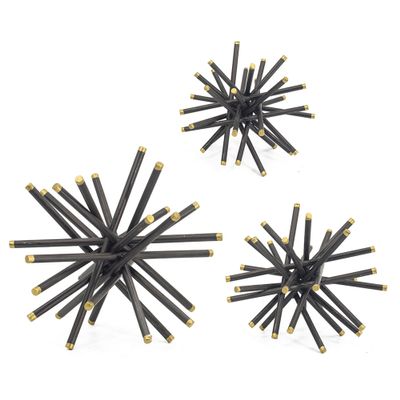 Benjara BM285282 11 8 & 6 in. Table Top Decorative Abstract Statuettes Black Gold - Set of 3