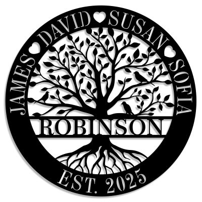Personalized Tree of Life Metal Sign, Tree of Life Wall Art, Personalized Family Tree Sign, Tree of Life Metal Art Wall Decor, Anniversary Wedding Gifts for Couple