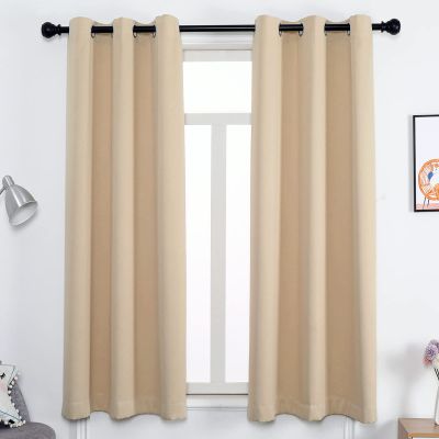 GZQIAWY Eyelet Curtain,Opaque 75%-95% Blackout Thermal Curtain,Cold and Heat Insulation Decorative Curtain Heat Protection Curtain Winter Summer (Width x Height) W133.8 x H94.48in Beige 1PCS