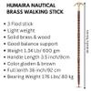 Humaira Nautical Walking Stick, Wood and Brass Anchor Handle, Brown, Decorative Cane for Men view 3