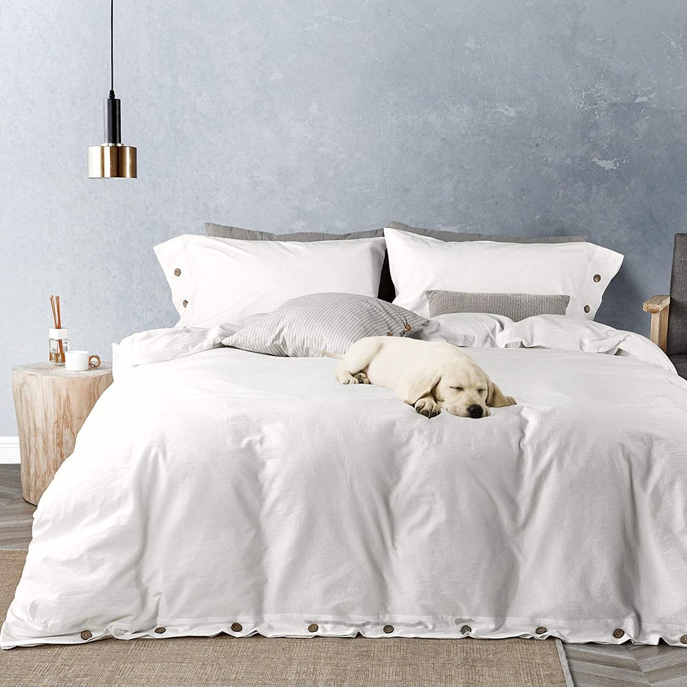 Lujoso Castle 3 Pc Button Stitch Duvet Cover Set Made of 100% Long Staple Egyptian Cotton 800 TC