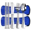 10PCS Portable Silverware Set with Case, Lengnoyp Travel Camping Utensils Set, Premium Stainless Steel Travel Cutlery Set, Reusable Safe Flatware Sets for Lunch Box/Workplace/Students, Silver view 1