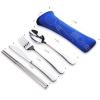 10PCS Portable Silverware Set with Case, Lengnoyp Travel Camping Utensils Set, Premium Stainless Steel Travel Cutlery Set, Reusable Safe Flatware Sets for Lunch Box/Workplace/Students, Silver view 4