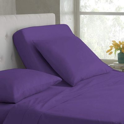 100% Cotton Purple King Split Head Flex Sheet Set for Adjustable Bed, Half Split, 39" Split at Top, 4 Piece Split Head Sheet Set 18" Deep Pocket
