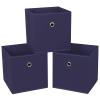NieEnjoy Black Foldable Storage Cubes Bins ,11 Inch Cloth Storage Cube Fabric Storage Box Cubes Organizer Baskets with Handles for Home Organizer Set of 3 (Navy Blue) view 1