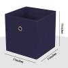 NieEnjoy Black Foldable Storage Cubes Bins ,11 Inch Cloth Storage Cube Fabric Storage Box Cubes Organizer Baskets with Handles for Home Organizer Set of 3 (Navy Blue) view 2