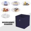 NieEnjoy Black Foldable Storage Cubes Bins ,11 Inch Cloth Storage Cube Fabric Storage Box Cubes Organizer Baskets with Handles for Home Organizer Set of 3 (Navy Blue) view 3