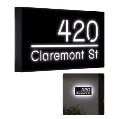 12V Backlit House Numbers for House,Personalised Illuminated Numbers,Address Plaque Lighted with LED (40X20CM, White Light)