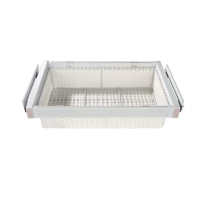 Telescopic Clothes Basket Wardrobe Pull Basket, Damping Buffer Cloakroom Organizer, Adjustable Width Fits Most Wardrobes and Cabinets (Color : White, Size : 65-75cm)
