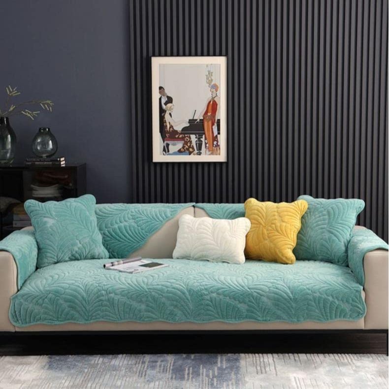 LUBOSE Velvet Sofa Covers, Washable Sofa Cover Protectors, Plush Sofa Covers, Sofa Protectors, Sofa Towels, Sofa Blankets(90 * 70cm, Green)