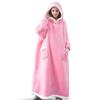 Blanket Super Long Flannel Blanket with Sleeves Winter Hoodies Sweatshirt Women Men Pullover Fleece Giant TV Blanket Oversized New Adult (Color : Pink, Size : 150CM) view 1