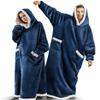 Blanket Super Long Flannel Blanket with Sleeves Winter Hoodies Sweatshirt Women Men Pullover Fleece Giant TV Blanket Oversized New Adult (Color : Pink, Size : 150CM) view 2