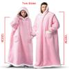 Blanket Super Long Flannel Blanket with Sleeves Winter Hoodies Sweatshirt Women Men Pullover Fleece Giant TV Blanket Oversized New Adult (Color : Pink, Size : 150CM) view 3