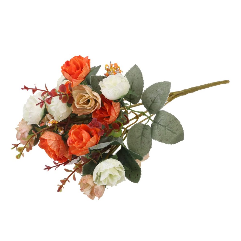ARTIBETTER Vintage Orange Artificial Rose Flowers Bouquet for Valentine's Day Wedding Home Party Decoration Realistic Touch Floral Arrangement for Craft Projects and Special Occasions