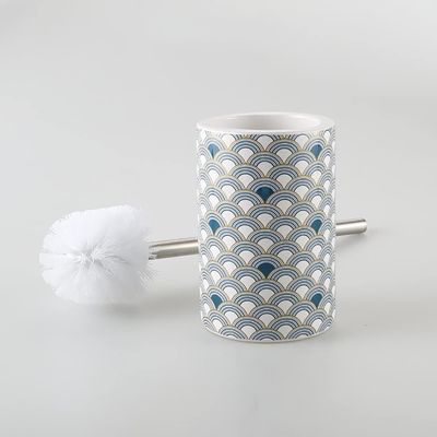 MANFER Bathroom Accessories Ceramic Toilet Brush Set - Toilet Bowl Brush and Holder with Steel Handle, Compact Freestanding Toilet Brush Holder for Bathroom Cleaning