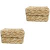Zerodeko 2pcs Handmade Woven Straw Storage Basket Lid Decorative Organizer Container for Toys Cosmetics and Small Items for Home and Housewarming view 1