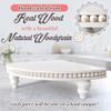 Corner Pedestal Stand Rustic Decor Riser for Display - Farmhouse Wood Rounded Beaded Tray for Kitchen and Bathroom Countertop Organizer, Coffee Bar, Plant Stand with Removable Feet (Rustic White) view 2