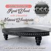 Corner Pedestal Stand Rustic Decor Riser for Display - Farmhouse Wood Rounded Beaded Tray for Kitchen and Bathroom Countertop Organizer, Coffee Bar, Plant Stand with Removable Feet (Rustic Black) view 2