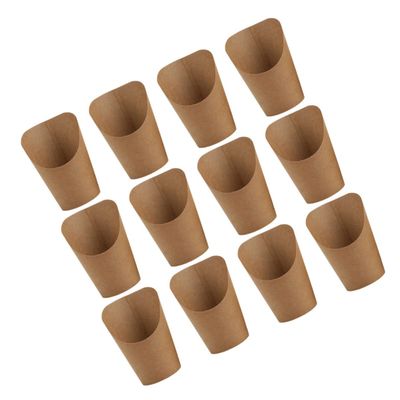 Zerodeko 50pcs Kraft Paper French Fries Holders Take Food Cones for Parties Weddings Anniversaries and Picnics Storage for Snacks and Appetizers