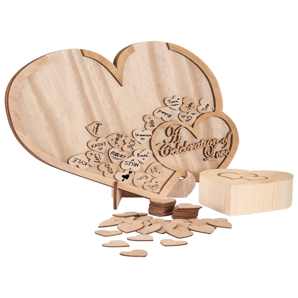 Rodena Lassey Rustic Wedding Guest Book Alternative, Wooden Heart Guest Book Shadow Box for Wedding and Reception, Unique Farmhouse Sign-in Book A Celebration of Love