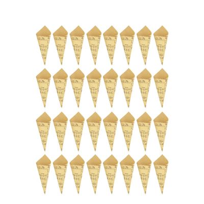 COHEALI Diy Kraft Paper Cones 100Pcs Music Note Pattern Flower Holder Bouquet Candy Boxes for Wedding Party Favors with Ropes Stickers 5.90X5.90In