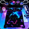 Castle Fairy 3D Honeycomb Duvet Cover Set Queen Size,Hexagon Theme Comforter Cover Pink Blue Neon Lights Bedding Set 3pcs,Kids Boys Teen Man Chic Creative Home Quilt Cover with 2 Pillowcases,Black view 3
