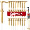24 Packs Coffee Syrup Pump Dispenser, Fits 25.4 Oz/750ml Coffee Flavoring Syrup Bottles, No Dripping, Great for Home & Coffee Bar Drinking Mixes, Tea, Plus Spoons (Gold,5.23") view 1