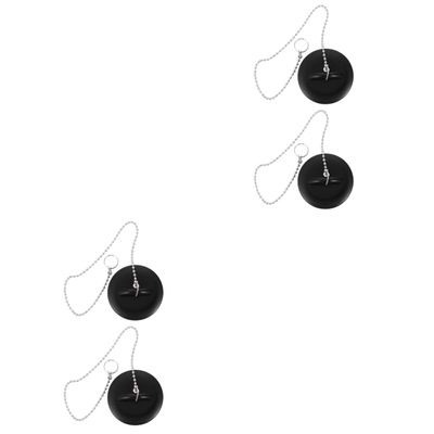 Zerodeko 4pcs Sewer Stoppers -Leak Drain Plugs for Kitchen and Bathroom Sinks Flexible Water Plugs Chains Black Easy to Use and Clean Prevents Debris and Food Splashing
