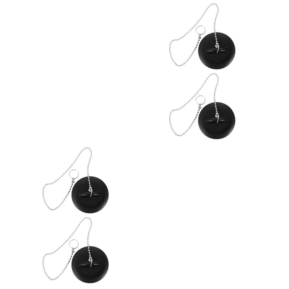 Zerodeko 4pcs Sewer Stoppers -Leak Drain Plugs for Kitchen and Bathroom Sinks Flexible Water Plugs Chains Black Easy to Use and Clean Prevents Debris and Food Splashing