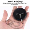 Zerodeko 4pcs Sewer Stoppers -Leak Drain Plugs for Kitchen and Bathroom Sinks Flexible Water Plugs Chains Black Easy to Use and Clean Prevents Debris and Food Splashing view 2