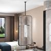 Gaommini Rectangular Mirror, Ceiling Mounted Rod Mirrors, Customizable Metal Boom Hanging Mirror, Floating Bathroom Vanity Mirror, Black Large Square Mirror (Size : 40cmx60cm) view 1