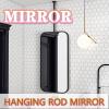 Gaommini Rectangular Mirror, Ceiling Mounted Rod Mirrors, Customizable Metal Boom Hanging Mirror, Floating Bathroom Vanity Mirror, Black Large Square Mirror (Size : 40cmx60cm) view 2